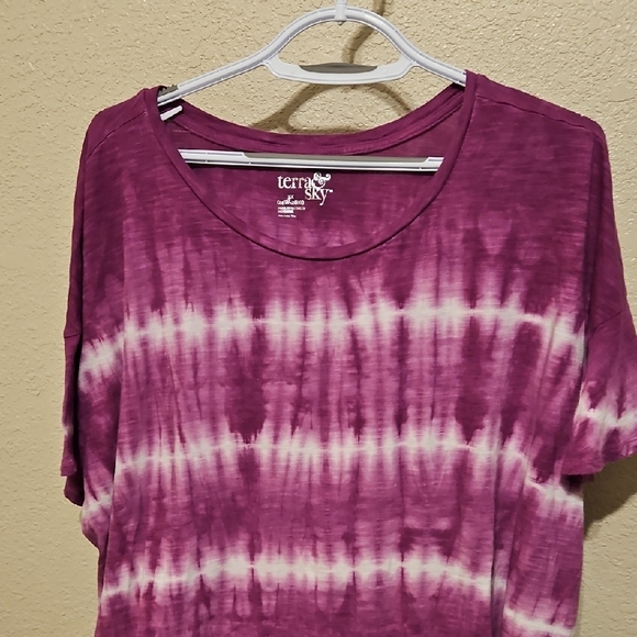 Terra & Sky Magenta Tie-Dye Short Sleeve Tee - Picture 2 of 7